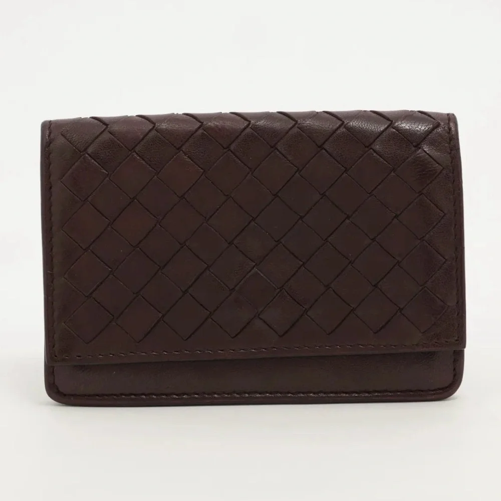 Bottega Veneta Intrecciato Folded Wallet - Dark Brown - Picture 1 of 5